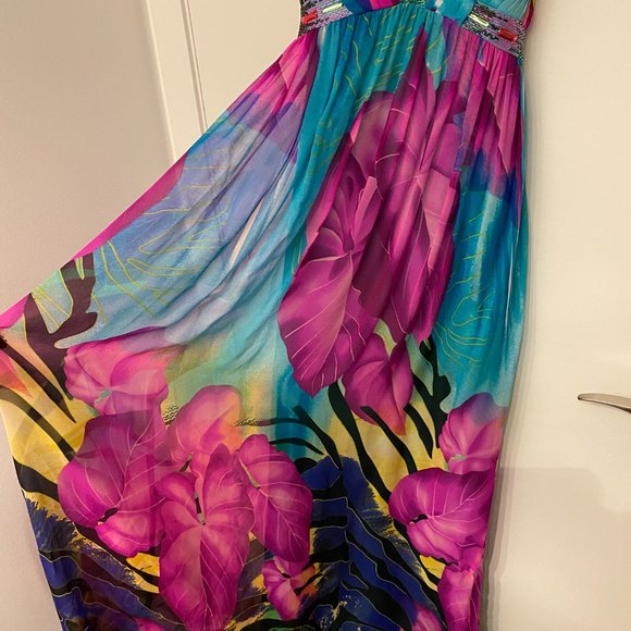 Multi-colour silk gown - Picture 5 of 8